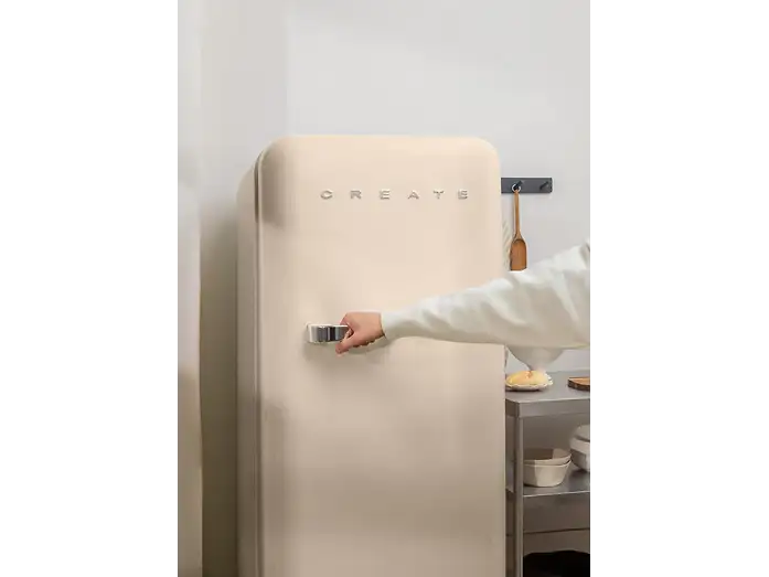 Frigorífico una puerta - CREATE FRIDGE RETRO 281L, Altura 159 cm, Plata