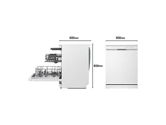 Lavavajillas - LG DF273FW, 14 servicios, 10 programas, 60 cm, QuadWash™, Blanco