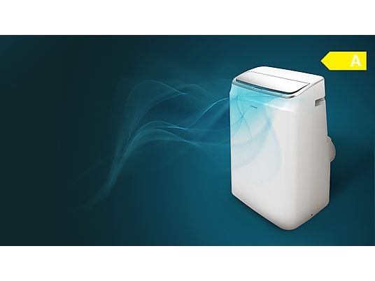 Aire acondicionado portátil - Cecotec ForceClima 12800 Soundless Heating Connected, 3024 fgh, Bomba de calor, 5 modos, 3 veloc, Mando, Wi-Fi, Blanco