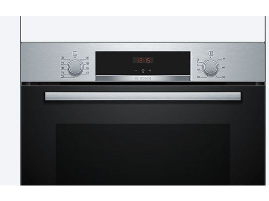 Horno - Bosch HBA514ES3, Serie 4, Multifunción, Limpieza por agua, 71 l, HotAir 3D, Mandos ocultables, 60 cm, inox