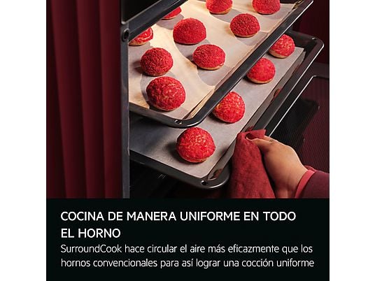 Horno multifunción - AEG Serie 5000 V5ABU20SK, Display LED, de 72 litros, 7 funciones, limpieza fácil, Integrable, Hidrolítica, 72 l, 596 mm, Negro