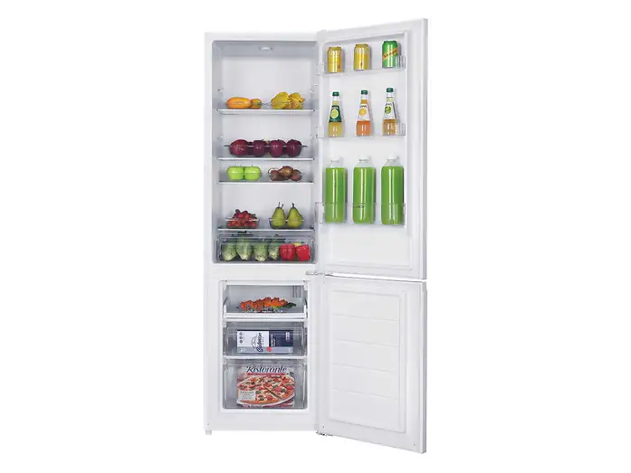 Frigorífico combi - Candy CCH1S518EW, Cíclico, 180 cm, 262 l, Tirador integrado, Puerta reversible, Blanco