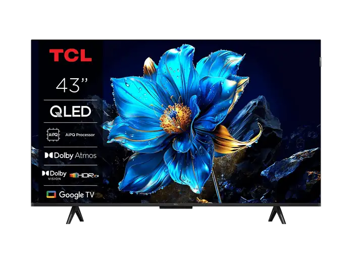 TV QLED 43 - TCL 43T69C, UHD 4K, Procesador AiPQ, Smart TV, DVB-T2, Negro