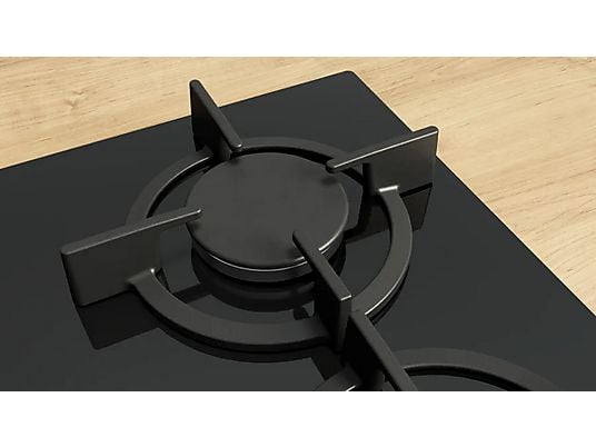 Placa de gas - Bosch PPC6A6I10, 3 zonas, Ancho 59 cm, Gas natural, Vidrio templado, Negro