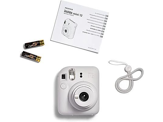 Cámara instantánea - Fujifilm Instax Mini 12, 62× 46 mm, Flash, Blanco arcilla