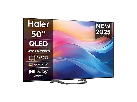 TV QLED 50 - Haier S80 Series H50S80FUX, QLED 4K HDR10, Google TV, Gaming 120Hz, Dolby Audio, Negro