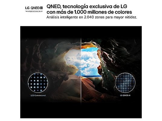 TV QNED 65 - LG 65QNED81A6A, UHD 4K, Procesador Inteligente α7 AI Processor 4K Gen8, Smart TV, DVB-T2 (H.265), Negro