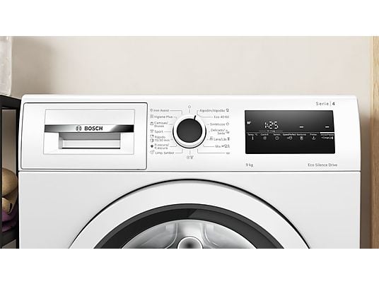 Lavadora carga frontal - Bosch WAN24200EP, serie 4, 9 kg, 1200 rpm, 15 programas