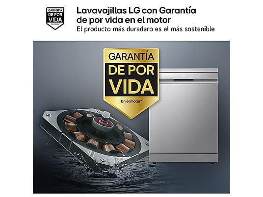 Lavavajillas - LG DF587HVS, 10 servicios, 10 programas, 60 cm, Lavado a vapor, Acero antihuellas