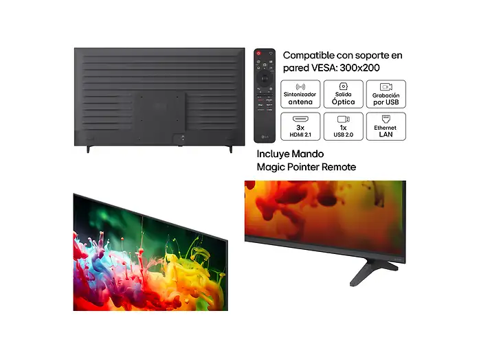 TV QNED 65 - LG 65QNED72B6B, UHD 4K, Procesador Inteligente α7 AI Processor 4K Gen9, Smart TV, DVB-T2 (H.265), Negro