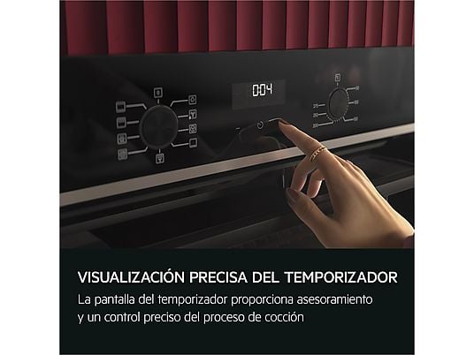 Horno multifunción - AEG Serie 5000 V5ABU20SK, Display LED, de 72 litros, 7 funciones, limpieza fácil, Integrable, Hidrolítica, 72 l, 596 mm, Negro