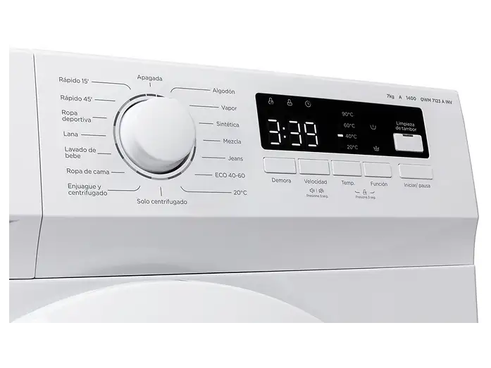 Lavadora carga frontal - ok. OWM 7123 A INV, 7 kg, 1400 rpm, 15 Programas, Motor Inverter, Función vapor, Blanco