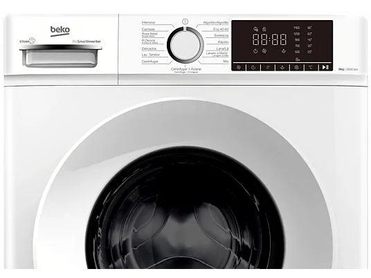 Lavadora carga frontal - BEKO B1XW752WSPT, 7 kg, 1200 rpm, 15 Programas, SteamCure™, DrumClean, Motor ProSmart Inverter, Blanco
