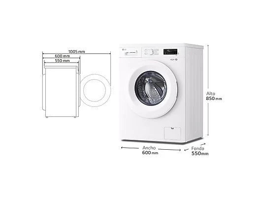 Lavadora carga frontal - LG F4X1008NWH, 8 kg, 1400 rpm, 10 programas, AI Direct Drive™, ThinQ™, Blanco Marfil