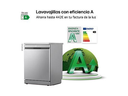 Lavavajillas - LG DF587HVS, 10 servicios, 10 programas, 60 cm, Lavado a vapor, Acero antihuellas