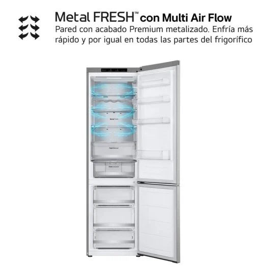 LG Serie 700 Fridge Freezer Combi A 387L - NatureFRESH Linear Cooling
