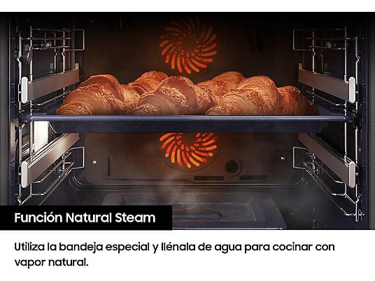 Horno de vapor - Samsung NV7B5750TDKU1, Multifunción, Pirolítico, Air Fry, 76l, 59.5 cm, Dual Cook Flex, WiFi, Negro