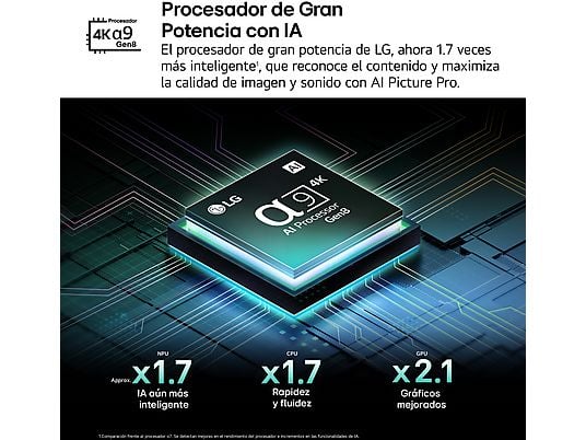 TV OLED 48 - LG OLED48C55LA, OLED 4K, Procesador Inteligente α9 AI Processor 4K Gen8, Smart TV, DVB-T2 (H.265), Negro