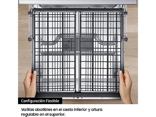 Lavavajillas - Samsung DW60M6050FS, 14 servicios, 7 programas, 59.8 cm, Función Higiene, Configuración Flexible, Inox