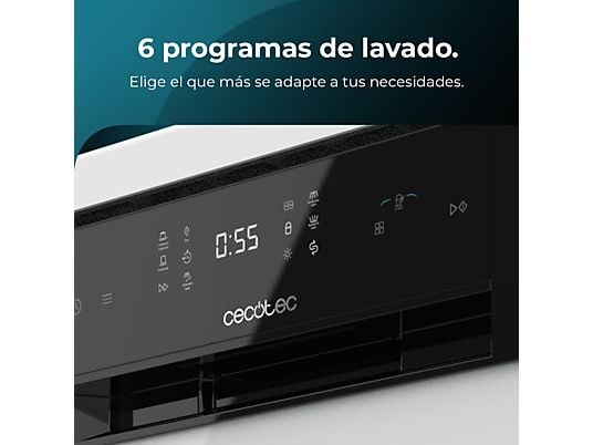 Lavavajillas compacto - Cecotec Bolero Aguazero 4201 E, 11 servicios, 6 programas, 45 cm, Dual Zone Wash, Inicio diferido, White