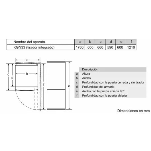 Balay 3KFE362WI Frigorífico Combi 282L E Blanco