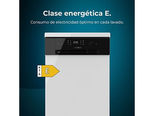 Lavavajillas compacto - Cecotec Bolero Aguazero 4201 E, 11 servicios, 6 programas, 45 cm, Dual Zone Wash, Inicio diferido, White