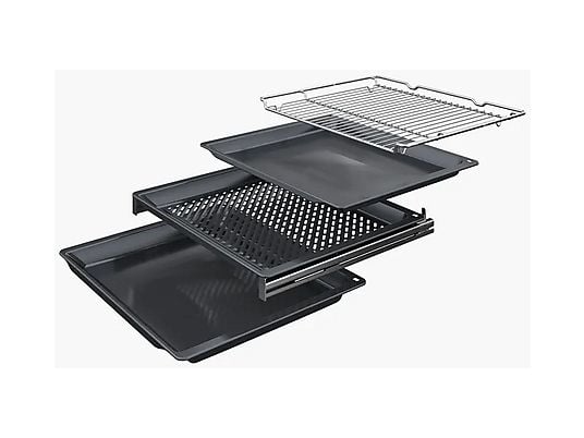 Horno compacto - Bosch HBG774KB1, Serie 8, Multifunción, Pirolítico, 71 l, 54.9 cm, Negro