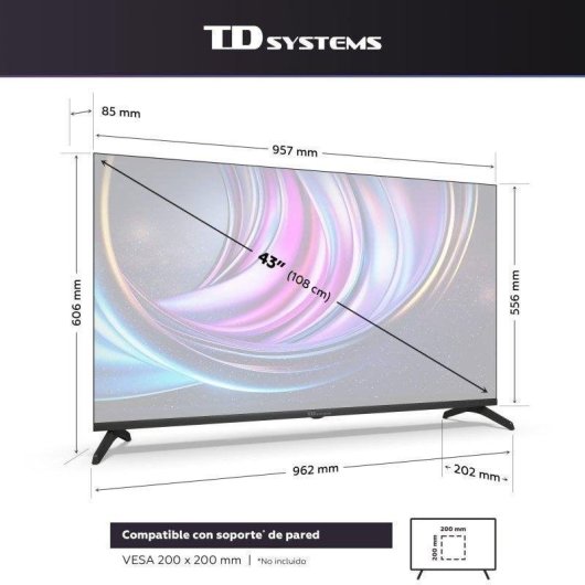 TV TD Systems LED M43C22TIZEN 43 4K UltraHD 60Hz Smart TV Tizen HDR10 Bixby