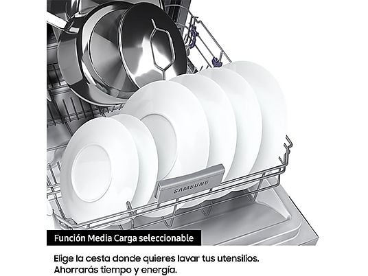Lavavajillas - Samsung DW60M6050FS, 14 servicios, 7 programas, 59.8 cm, Función Higiene, Configuración Flexible, Inox