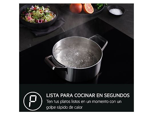 Placa inducción - AEG TN63IP0BFB, 3 zonas, Zona grande 28 cm, Powerboost, 59 cm, Negro