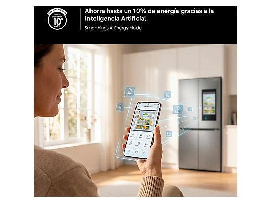 Frigorífico americano - Samsung Bespoke AI RS70F64KETEF, All Around Cooling, No Frost, 178.4 cm, 640 l, Dispensador agua y hielo, Inox