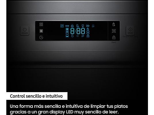 Lavavajillas - Samsung DW60M6050FS, 14 servicios, 7 programas, 59.8 cm, Función Higiene, Configuración Flexible, Inox