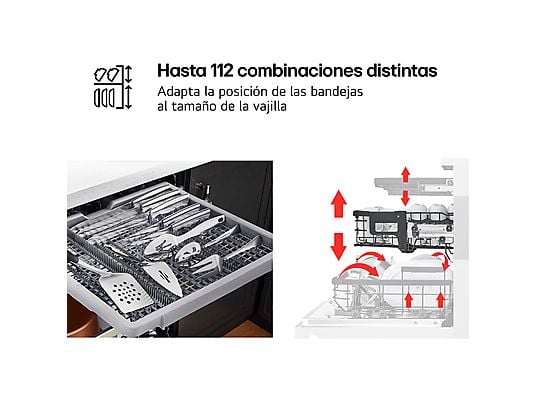 Lavavajillas - LG DF587HVS, 10 servicios, 10 programas, 60 cm, Lavado a vapor, Acero antihuellas
