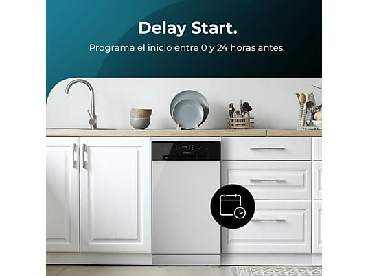 Lavavajillas compacto - Cecotec Bolero Aguazero 4201 E, 11 servicios, 6 programas, 45 cm, Dual Zone Wash, Inicio diferido, White