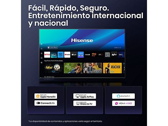 TV LED 43" - HISENSE 43A6Q, UHD 4K, Quad Core/MT9603, Smart TV, DVB-T2 (H.265), Negro
