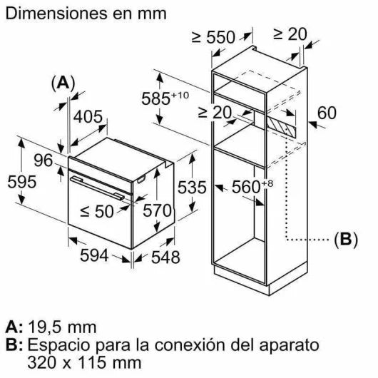 Horno Multifunción Bosch Serie 6 HBG578ES3 71L 60cm Pirolítico A+ Programas Automáticos Acero Inoxidable Negro