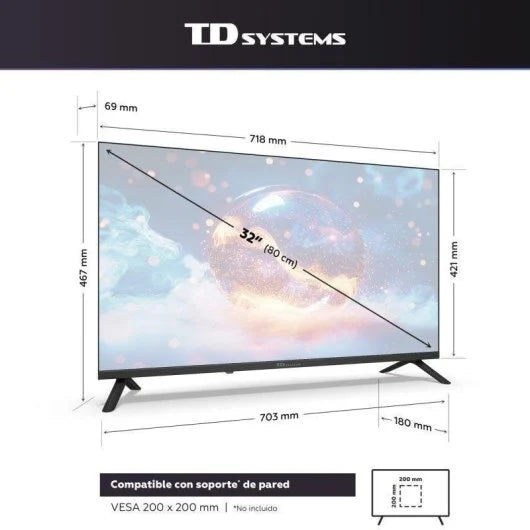 TV TD Systems LED M32FC22TIZEN 32 Full HD 60Hz Smart TV Tizen HDR Dolby Digital Plus