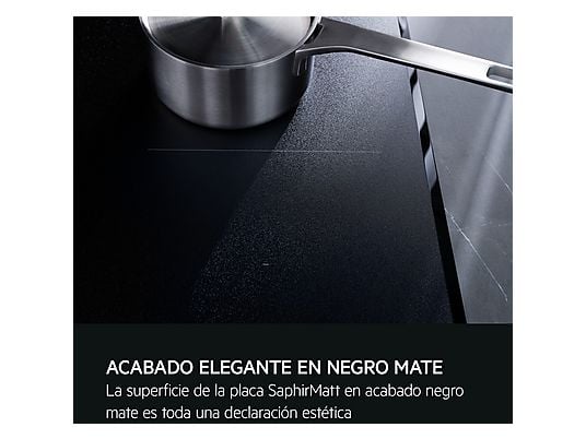 Placa inducción - AEG TI63IQ10IZ, 3 zonas, Zona grande 28 cm, SaphirMatt, 58 cm, Negro Mate