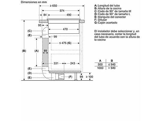 Placa inducción con extractor integrado - Bosch PVS611B16E, 4 Zonas, Zona Flex, CombiInducción, Touch Select, Negro