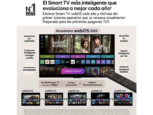 TV OLED 83 - LG OLED83G54LW.AEU, UHD 4K, Procesador Inteligente α11 AI Processor 4K Gen2, Smart TV, DVB-T2 (H.265), Rocky Black