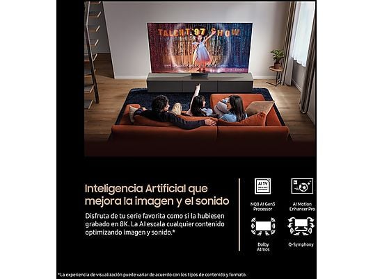 TV Neo QLED 75 - Samsung TQ75QN990FTXXC, QLED Mini Led 8K, NQ8 AI Gen3 Processor, Smart TV full AI, Wifi, Negro grafito