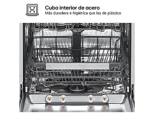 Lavavajillas - LG DF587HVS, 10 servicios, 10 programas, 60 cm, Lavado a vapor, Acero antihuellas