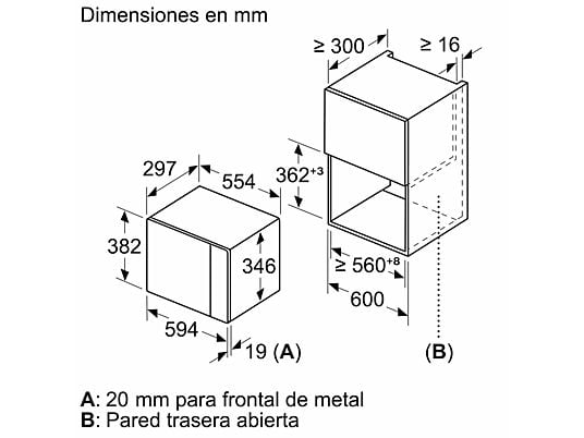 Microondas integrable - Balay 3CG5172N2, 800 W, 5 niveles, 20 l, Negro