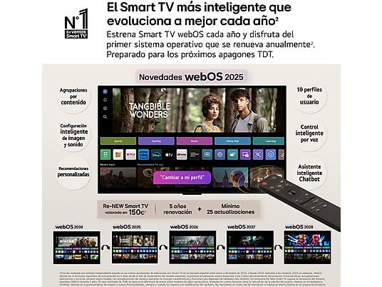 TV OLED 83 - LG OLED83C54LA, OLED 4K, Procesador Inteligente α9 AI Processor 4K Gen8, Smart TV, DVB-T2 (H.265), Negro