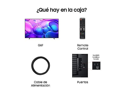 TV QLED 85 - Samsung TQ85Q6FAAUXXC, UHD 4K, Q4 Lite Processor, Smart TV, Negro
