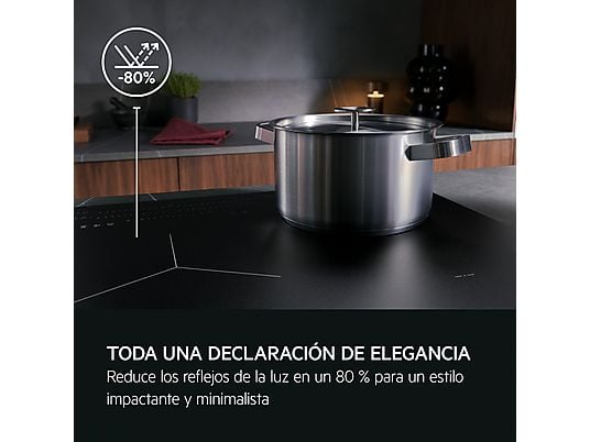 Placa inducción - AEG TI63IQ10IZ, 3 zonas, Zona grande 28 cm, SaphirMatt, 58 cm, Negro Mate