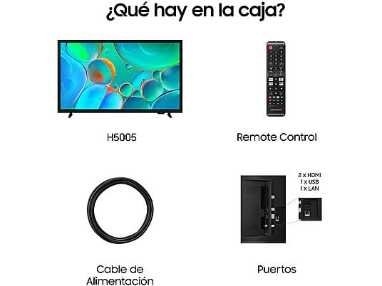 TV LED 32 - Samsung TU32H5005FKXXC, HD, Hyper Real, Smart TV, Negro