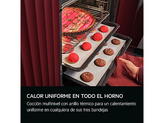Horno multifunción - AEG Serie 5000 V5ABU20SK, Display LED, de 72 litros, 7 funciones, limpieza fácil, Integrable, Hidrolítica, 72 l, 596 mm, Negro