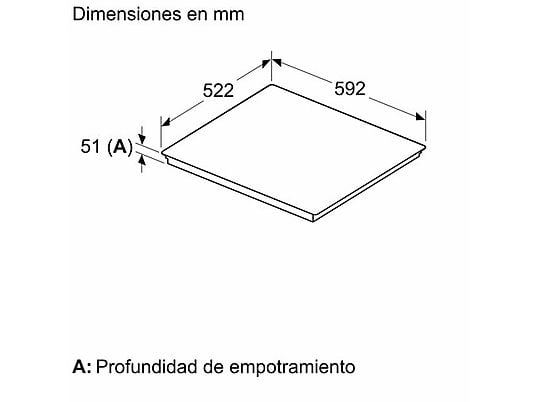 Placa inducción - Bosch PVQ631HC1E, 4 zonas, 30 x 21 cm, 59.2 cm, Negro