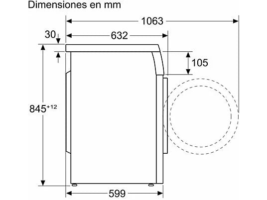 Lavadora carga frontal - Bosch WUU28T8XES, 8 kg, 1.400 rpm, 15 programas, Inox